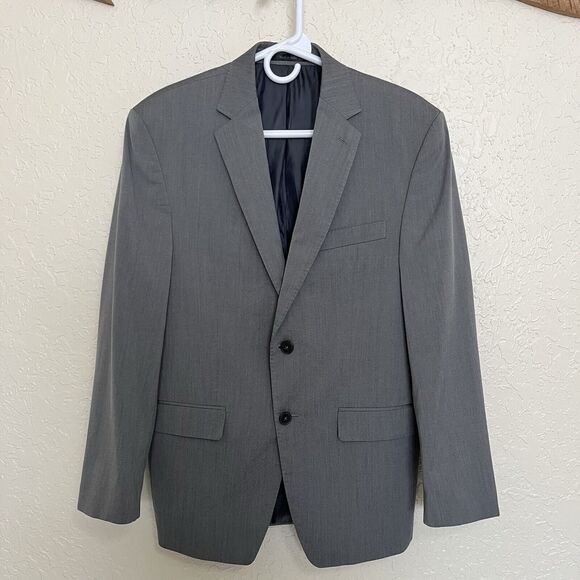 Calvin Klein | Jacket XS Gray Polyester Viscose Twill Blazer Sport Coat 36S - Picture 2 of 7